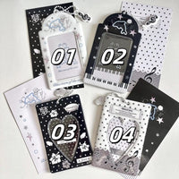 Thumbnail for Black White Piano Melody Heart Kpop Keychain Photocard Holder - ArtGalleryZen