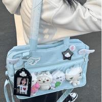 Thumbnail for Blue Polka Dots Kpop Fan Display Shoulder Crossbody Bag - ArtGalleryZen