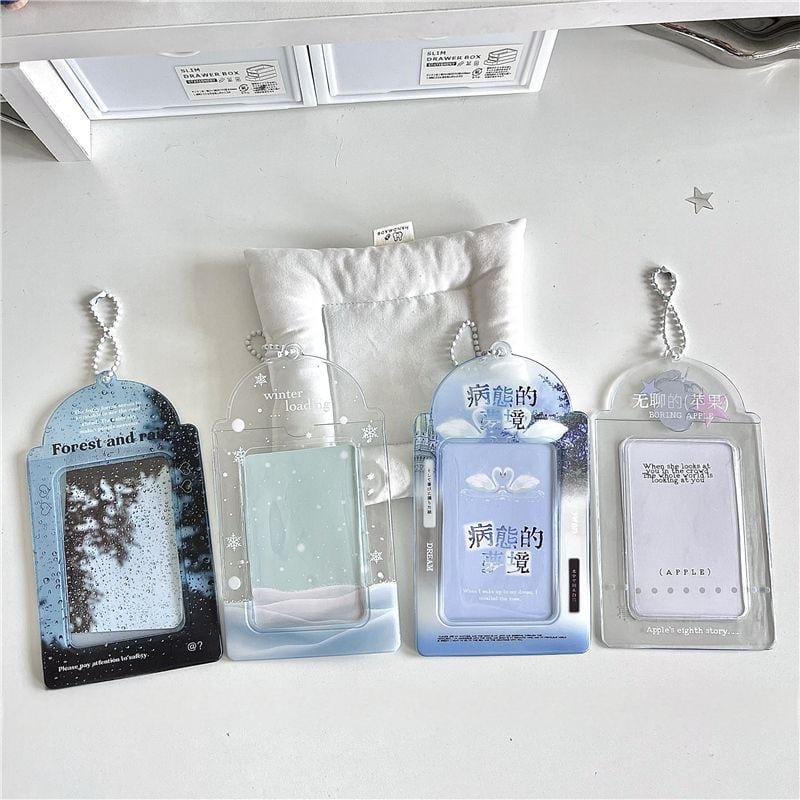 Blue Rain Forest Winter Snow Kpop Keychain Photocard Holder - ArtGalleryZen