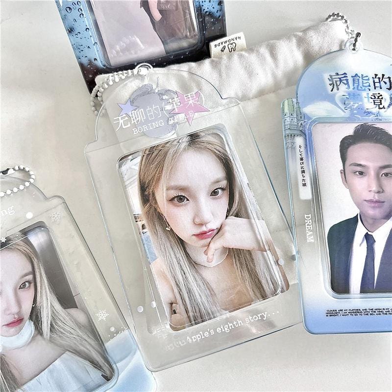 Blue Rain Forest Winter Snow Kpop Keychain Photocard Holder - ArtGalleryZen