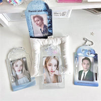 Thumbnail for Blue Rain Forest Winter Snow Kpop Keychain Photocard Holder - ArtGalleryZen