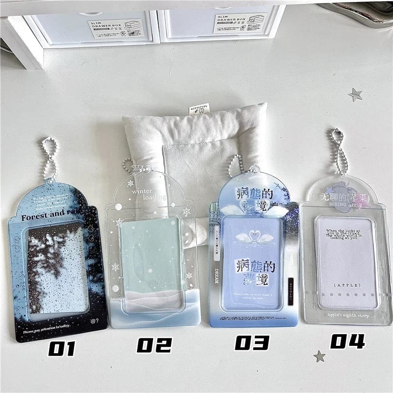 Blue Rain Forest Winter Snow Kpop Keychain Photocard Holder - ArtGalleryZen