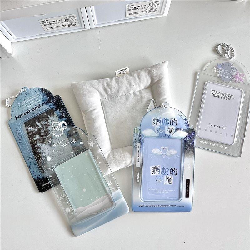 Blue Rain Forest Winter Snow Kpop Keychain Photocard Holder - ArtGalleryZen
