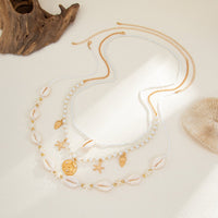 Thumbnail for Bohemia 2pcs Conch Shell Starfish Charm Pearl Seed Beaded Waist Chain Set - ArtGalleryZen