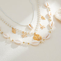 Thumbnail for Bohemia 2pcs Conch Shell Starfish Charm Pearl Seed Beaded Waist Chain Set - ArtGalleryZen