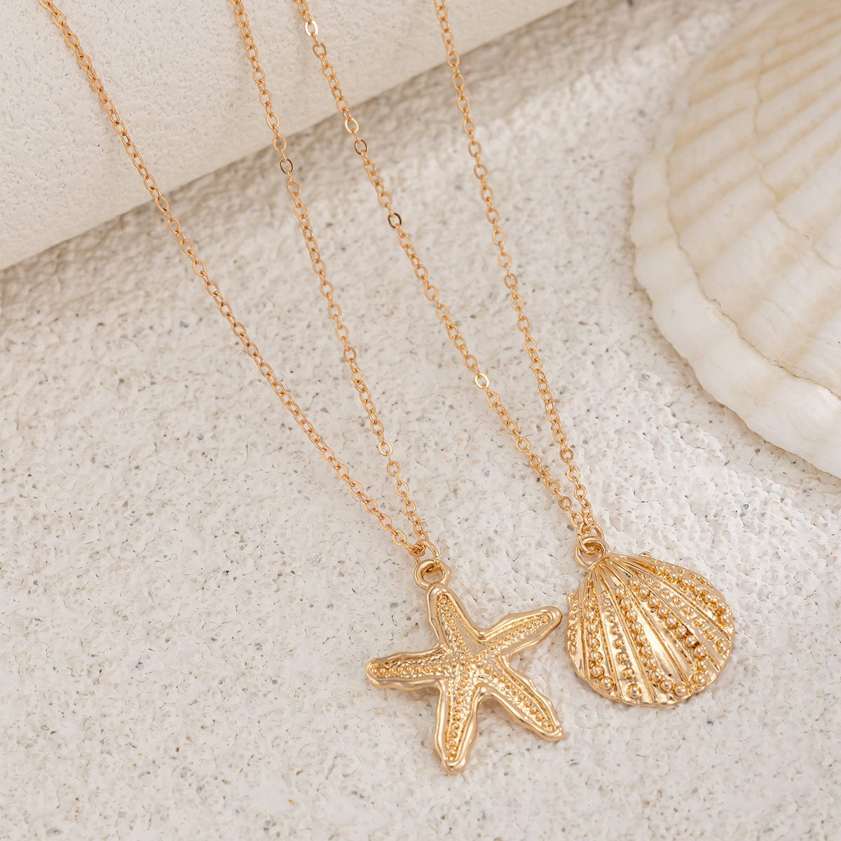 Bohemia 2pcs Gold Silver Tone Shell Starfish Charm Belly Chain Set
