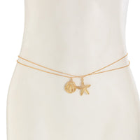 Thumbnail for Bohemia 2pcs Gold Silver Tone Shell Starfish Charm Belly Chain Set