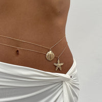 Thumbnail for Bohemia 2pcs Gold Silver Tone Shell Starfish Charm Belly Chain Set