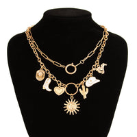 Thumbnail for Bohemia 2pcs Gold Tone Sun Enamel Boot Cowboy Hat Charm Necklace Set - ArtGalleryZen
