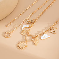 Thumbnail for Bohemia 2pcs Gold Tone Sun Enamel Boot Cowboy Hat Charm Necklace Set - ArtGalleryZen