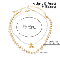 Thumbnail for Bohemia 2pcs Mermaid Tail Pendant Pearl Seed Beaded Necklace Set - ArtGalleryZen