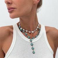 Thumbnail for Bohemia 2pcs Turquoise Heart Chain Y Necklace Set - ArtGalleryZen