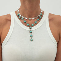 Thumbnail for Bohemia 2pcs Turquoise Heart Chain Y Necklace Set - ArtGalleryZen
