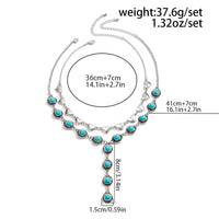 Thumbnail for Bohemia 2pcs Turquoise Heart Chain Y Necklace Set - ArtGalleryZen
