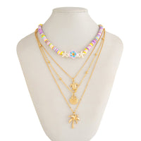 Thumbnail for Bohemia 2pcs Turtle Shell Coconut Tree Flower Pendant Polymer Clay Necklace Set - ArtGalleryZen