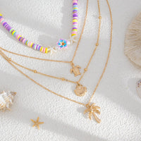 Thumbnail for Bohemia 2pcs Turtle Shell Coconut Tree Flower Pendant Polymer Clay Necklace Set