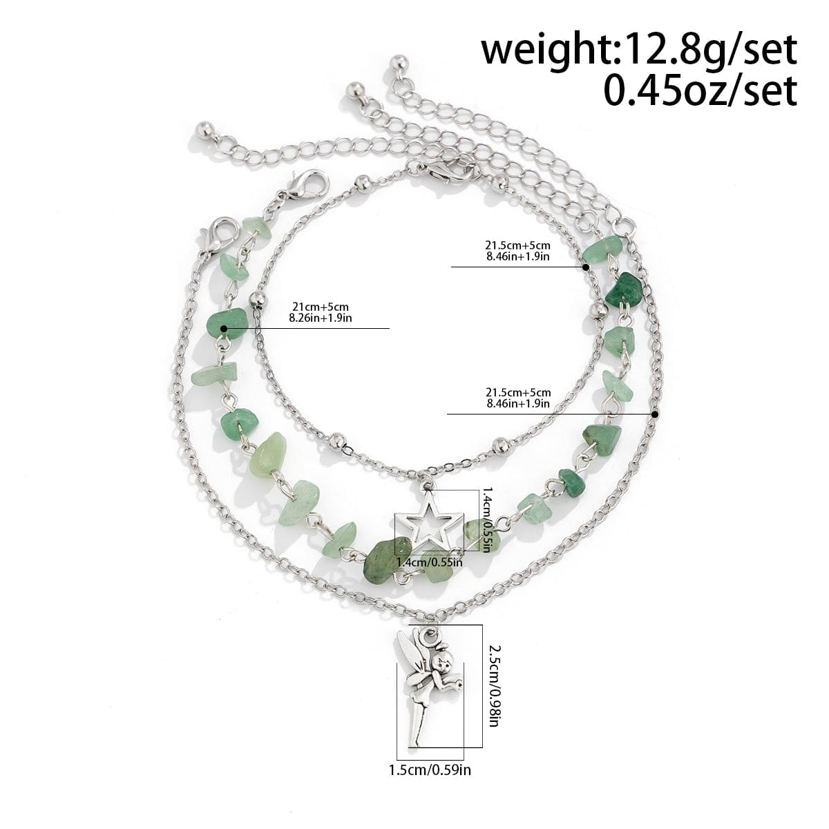 Bohemia 3 Pieces Elf Star Charm Turquoise Anklet Set - ArtGalleryZen