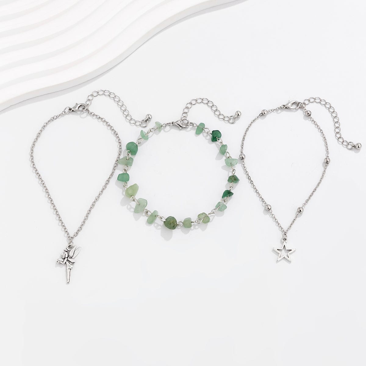 Bohemia 3 Pieces Elf Star Charm Turquoise Anklet Set - ArtGalleryZen