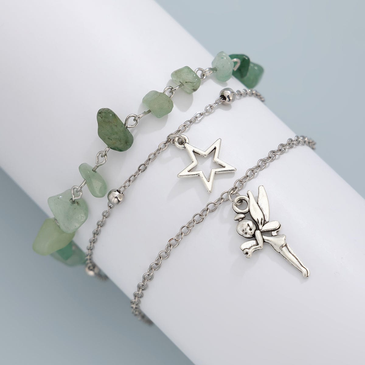 Bohemia 3 Pieces Elf Star Charm Turquoise Anklet Set