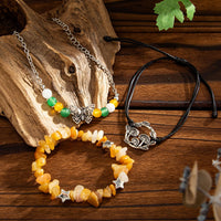 Thumbnail for Bohemia 3pcs Butterfly Mushroom Charm Turquoise Stone Bracelet Set - ArtGalleryZen