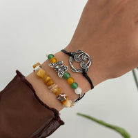 Thumbnail for Bohemia 3pcs Butterfly Mushroom Charm Turquoise Stone Bracelet Set - ArtGalleryZen