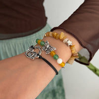 Thumbnail for Bohemia 3pcs Butterfly Mushroom Charm Turquoise Stone Bracelet Set - ArtGalleryZen
