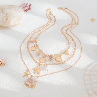 Thumbnail for Bohemia 3pcs Conch Shell Starfish Pearl Pendant Necklace Set - ArtGalleryZen