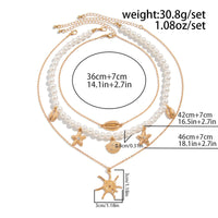 Thumbnail for Bohemia 3pcs Conch Shell Starfish Pendant Pearl Chain Necklace Set - ArtGalleryZen