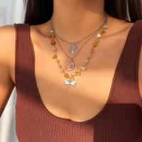 Thumbnail for Bohemia 3Pcs Dragonfly Moon Tree Pendant Turquoise Stone Necklace Set - ArtGalleryZen