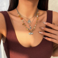 Thumbnail for Bohemia 3Pcs Dragonfly Moon Tree Pendant Turquoise Stone Necklace Set - ArtGalleryZen