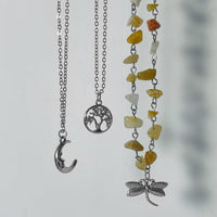 Thumbnail for Bohemia 3Pcs Dragonfly Moon Tree Pendant Turquoise Stone Necklace Set - ArtGalleryZen