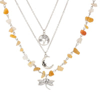 Thumbnail for Bohemia 3Pcs Dragonfly Moon Tree Pendant Turquoise Stone Necklace Set - ArtGalleryZen