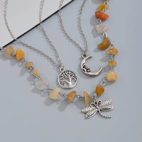 Thumbnail for Bohemia 3Pcs Dragonfly Moon Tree Pendant Turquoise Stone Necklace Set