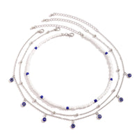 Thumbnail for Bohemia 3pcs Evil Eye Tassel Seed Bead Chain Necklace Set - ArtGalleryZen