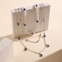 Thumbnail for Bohemia 3pcs Evil Eye Tassel Seed Bead Chain Necklace Set - ArtGalleryZen