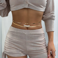 Thumbnail for Bohemia 3Pcs Layered Herringbone Pearl Belly Chain Set