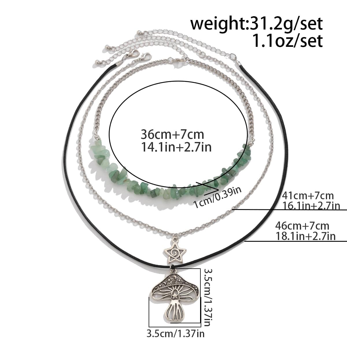 Bohemia 3Pcs Mushroom Star Pendant Turquoise Stone Necklace Set - ArtGalleryZen