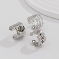 Thumbnail for Bohemia 3pcs Natural Stone Inlaid Hollow Wide Open Ring Set