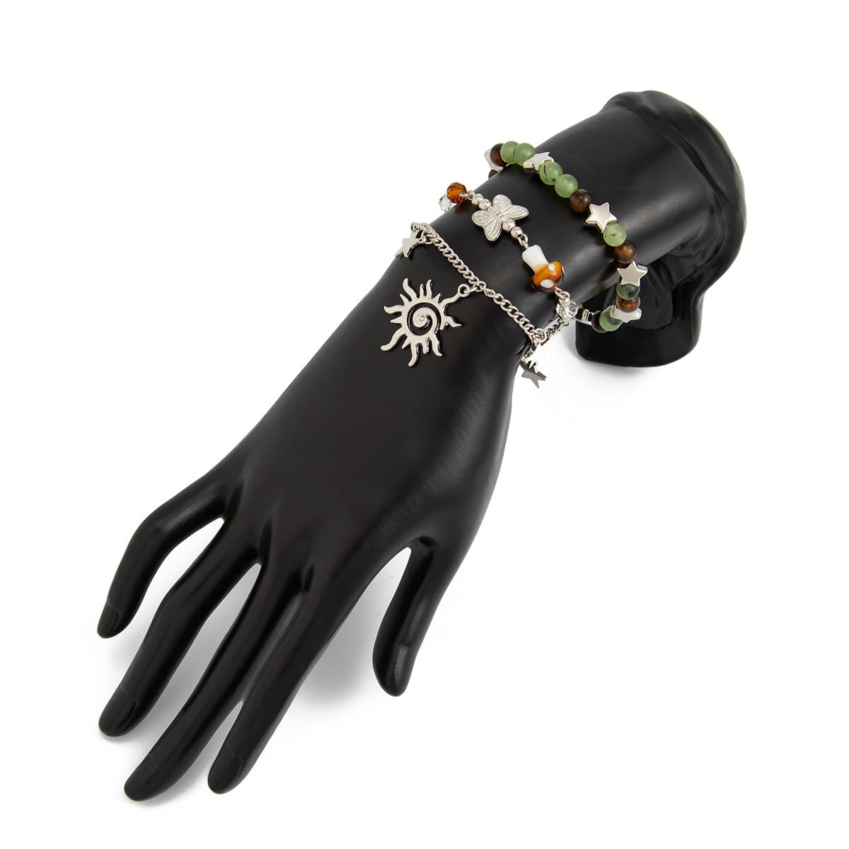 Bohemia 3pcs Sun Star Mushroom Charm Glass Beaded Bracelet Set - ArtGalleryZen