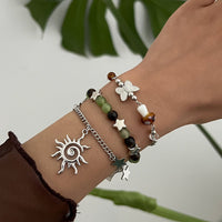 Thumbnail for Bohemia 3pcs Sun Star Mushroom Charm Glass Beaded Bracelet Set - ArtGalleryZen