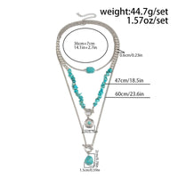 Thumbnail for Bohemia 3pcs Toggle Clasp Turquoise Round Disc Pendant Necklace Set