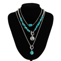 Thumbnail for Bohemia 3pcs Toggle Clasp Turquoise Round Disc Pendant Necklace Set