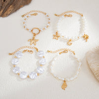 Thumbnail for Bohemia 4pcs Coconut Tree Conch Shell Starfish Pearl Chain Bracelet Set - ArtGalleryZen