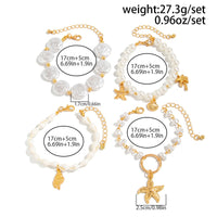 Thumbnail for Bohemia 4pcs Coconut Tree Conch Shell Starfish Pearl Chain Bracelet Set - ArtGalleryZen