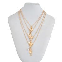 Thumbnail for Bohemia 4pcs Conch Turtle Seahorse Pearl Tassel Saturn Chain Necklace Set - ArtGalleryZen