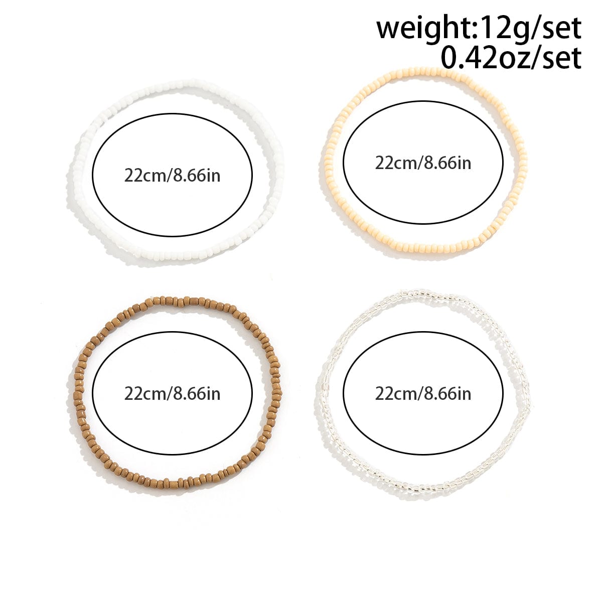 Bohemia 4Pcs Crystal Beaded Stackable Anklet Set - ArtGalleryZen