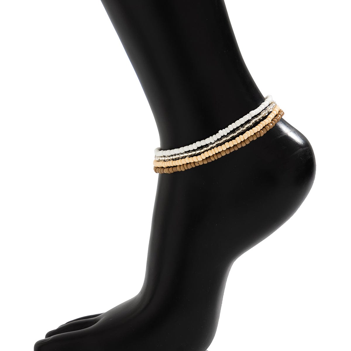 Bohemia 4Pcs Crystal Beaded Stackable Anklet Set - ArtGalleryZen