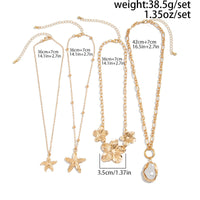 Thumbnail for Bohemia 4pcs Irregular Pearl Flower Starfish Pendant Necklace Set - ArtGalleryZen
