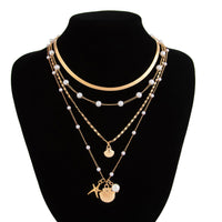 Thumbnail for Bohemia 4pcs Shell Starfish Charm Pearl Snake Chain Necklace Set - ArtGalleryZen