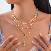 Thumbnail for Bohemia 4pcs Shell Starfish Charm Pearl Snake Chain Necklace Set